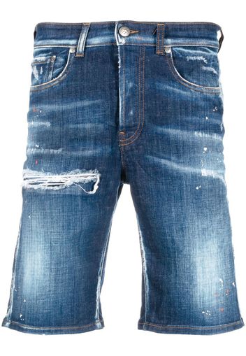 John Richmond Jeans-Shorts in Distressed-Optik - Blau