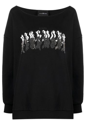 John Richmond Sweatshirt mit Strass-Logo - Schwarz