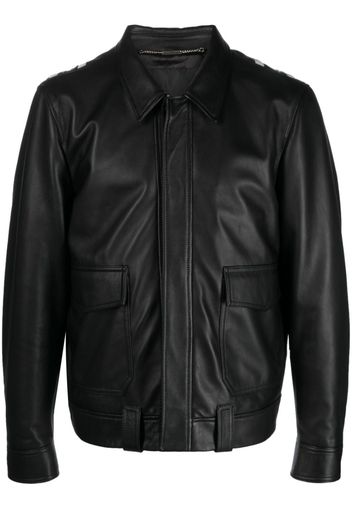 John Richmond stud-detail leather biker jacket - Schwarz
