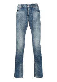John Richmond Slim-Fit-Jeans mit Monogramm - Blau