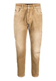 John Richmond Riddix distressed-finish tapered-leg jeans - Nude