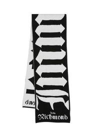 John Richmond Intarsien-Schal mit Logo - Weiß