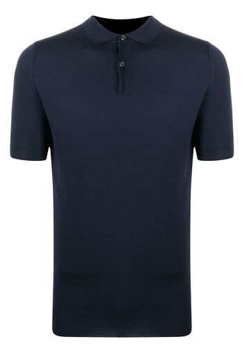 John Smedley Fein gestricktes Poloshirt - Blau