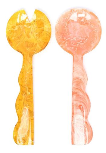 Jonathan Adler Mustique Ripple salad serving set - Rosa