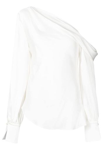 JONATHAN SIMKHAI Alice satin-finish one-shoulder blouse - Weiß