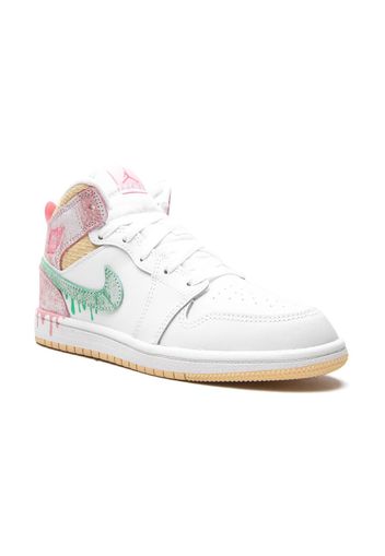 Jordan Kids Air Jordan 1 Mid Paint Drip Sneakers - Weiß