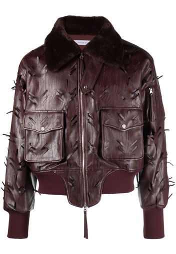 JUNTAE KIM distressed-effect faux-leather jacket - Rot