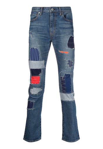 Junya Watanabe MAN Schmale Patchwork-Jeans - Blau