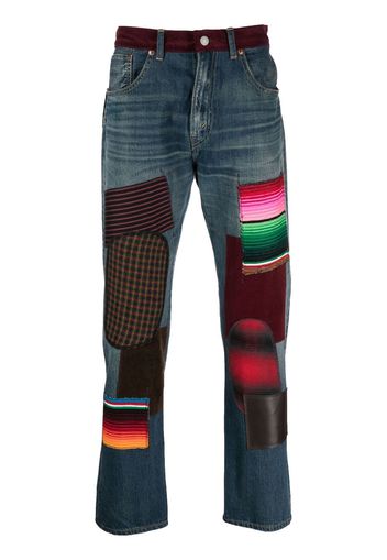 Junya Watanabe MAN patchwork-design slim-cut jeans - Blau