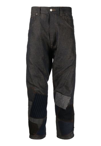 Junya Watanabe MAN Cropped-Hose mit Patchwork-Detail - Blau