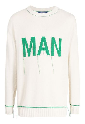 Junya Watanabe MAN jacquard-logo knitted sweatshirt - Nude