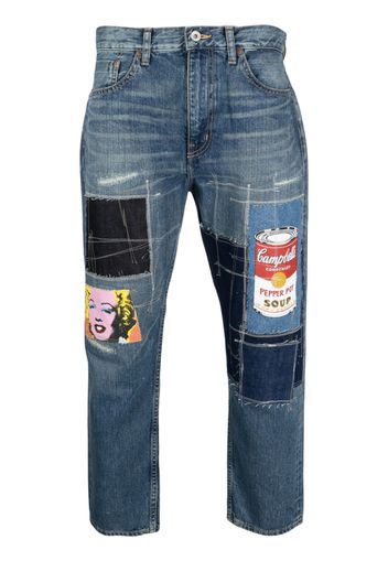 Junya Watanabe MAN patchwork-detail denim jeans - Blau