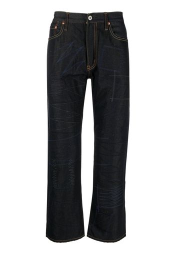 Junya Watanabe MAN patch-detail cropped flared jeans - Blau