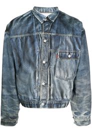 Junya Watanabe MAN faded denim button-up jacket - Blau