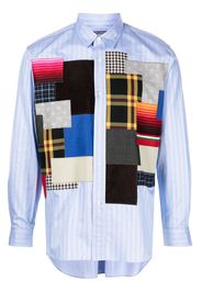 Junya Watanabe MAN Gestreiftes Hemd im Patchwork-Look - Blau