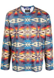 Junya Watanabe MAN aztec-print long-sleeve T-shirt - Blau