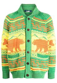 Junya Watanabe MAN patterned intarsia knit cardigan - Grün