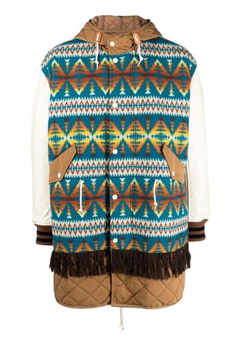 Junya Watanabe graphic-print hooded parka - Braun