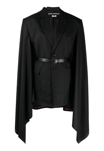 Junya Watanabe Belted wool cape blazer - Schwarz