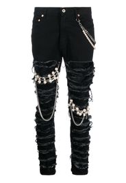 Junya Watanabe chain-link ripped skinny jeans - Schwarz