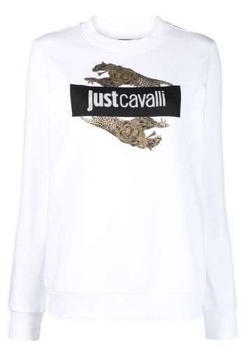 Just Cavalli rhinestone logo sweatshirt - Weiß