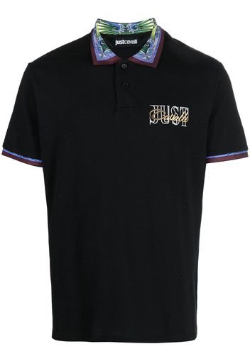 Just Cavalli contrasting-border cotton polo shirt - Schwarz