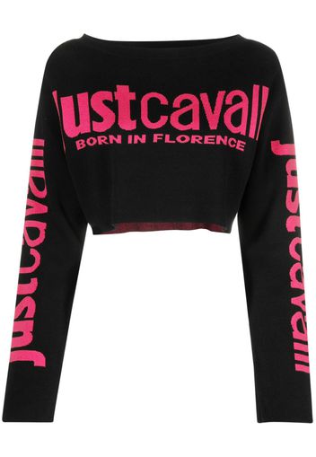 Just Cavalli Strickoberteil mit Logo-Stickerei - Schwarz