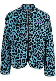 Just Don leopard-print fleece jacket - Blau