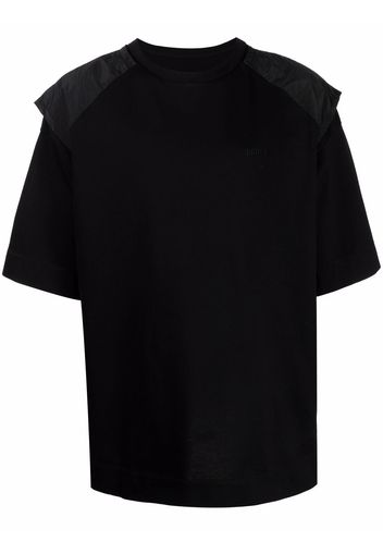 Juun.J embroidered logo ripstop-back T-shirt - Schwarz