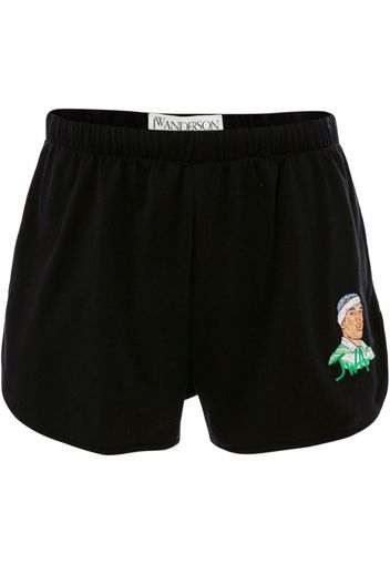 JW Anderson Bestickte Lauf-Shorts - Schwarz