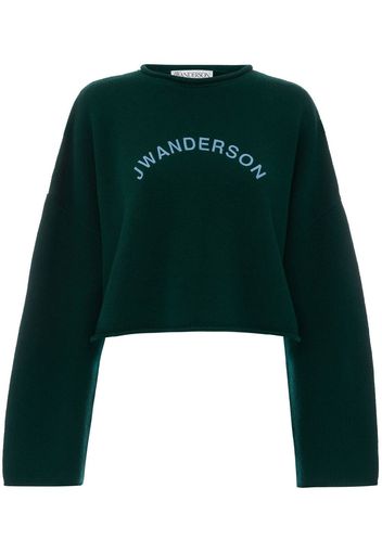 JW Anderson Cropped-Pullover mit Logo - Grün