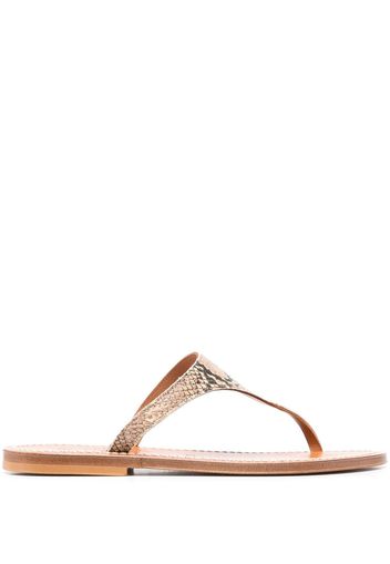 K. Jacques snakeskin-effect leather flip-flops - Nude