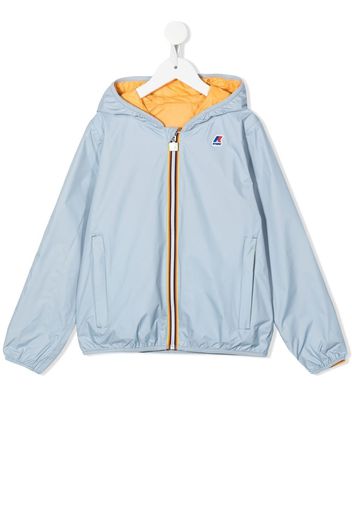 K Way Kids logo-patch zip-up hooded jacket - Blau