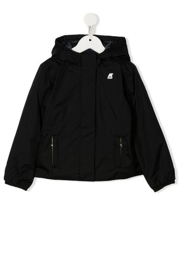 K Way Kids logo-print zip-up padded jacket - Schwarz