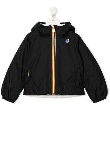 K Way Kids logo-patch reversible padded jacket - Schwarz