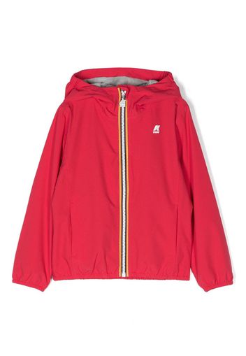 K Way Kids logo-detail zip-up hooded jacket - Rot