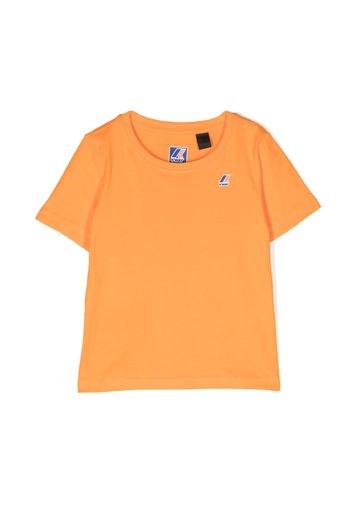 K Way Kids logo-patch cotton T-shirt - Orange