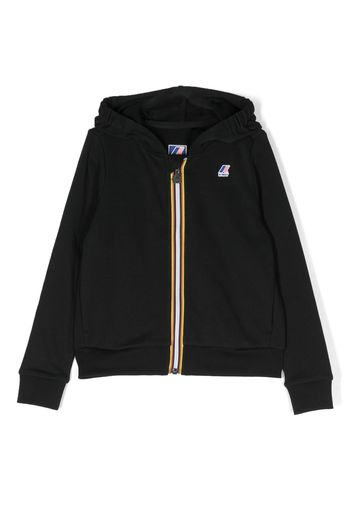 K Way Kids logo-patch zip-up hoodie - Schwarz