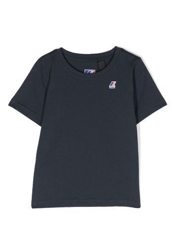 K Way Kids logo-patch cotton T-shirt - Blau