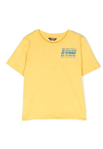 K Way Kids logo-print cotton T-shirt - Gelb