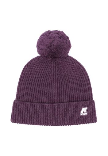 K Way Kids logo-appliqué wool knitted beanie - Violett