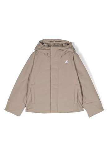 K Way Kids logo-patch hooded jacket - Nude