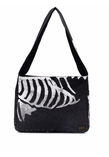 Kapital skeleton-print denim shoulder bag - Schwarz