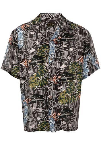 Kapital Silk Rayon Piano PT Aloha Shirt - Schwarz