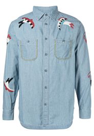 Kapital swallow-embroidered work shirt - Blau