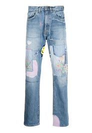 Kapital Gerade Okabilly Jeans im Patchwork-Look - Blau