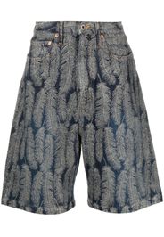 Kapital feather-jacquard denim shorts - Blau