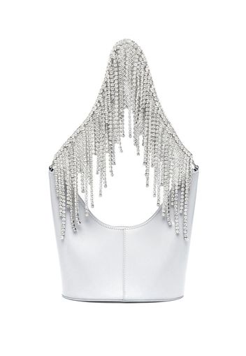 Kara Bean crystal-embellished fringe shoulder bag - Grau