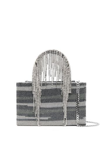 Kara crystal-embellished fringe tote bag - Silber