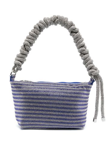 Kara Phone Cord Schultertasche aus Kristall-Mesh - Blau